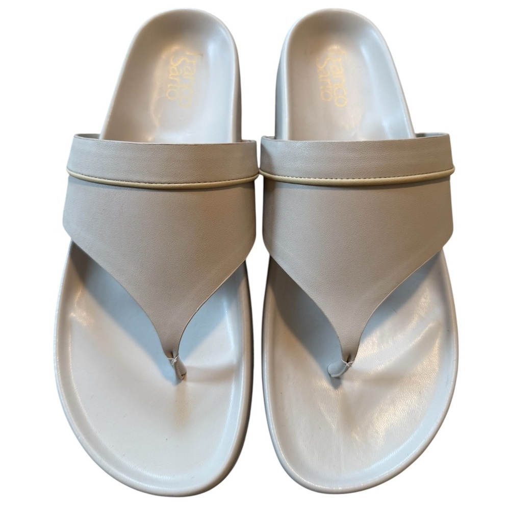 Franco Sarto Brooks thong flat Cream beige Sandal shoe size 10